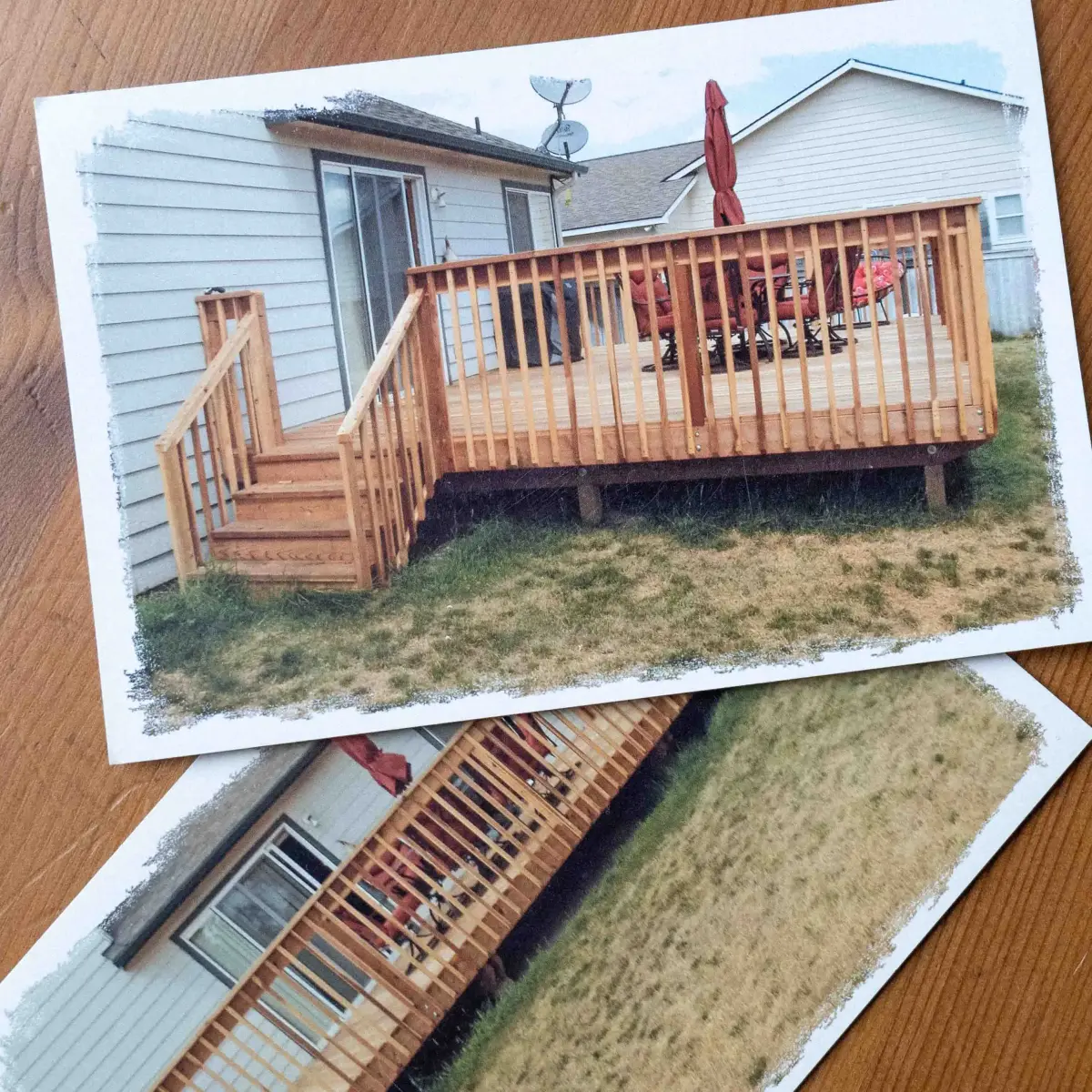 A backyard deck.